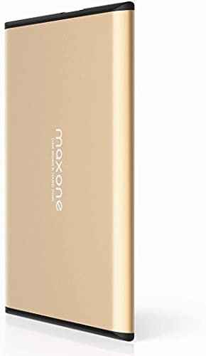 Maxone Disque Dur Externe Portable 500Go - 2.5'' USB 3.0 Ultra Fin Tout-Aluminium Stockage HDD pour Xbox One, PS4, PC, Mac, Laptop, Ordinateur de Bureau, Ordinateur Portable, TV, Wii U, Windows(Gold)