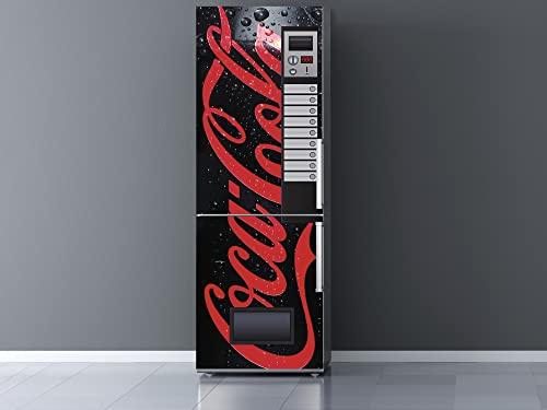 Pegatinas Vinilo para Frigorifico Máquina expendedora cocacola negra | Varias Medidas 185x70cm | Adhesivo Resistente y de Fácil Aplicación | Pegatina Adhesiva Decorativa de Diseño Elegante
