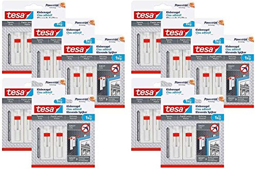 tesa Verstellbarer Klebenagel für Tapeten und Putz/Selbstklebender Nagel von tesa Powerstrips (20 Nägel (1kg))