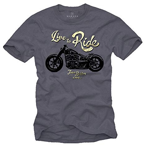 MAKAYA Ropa Moto Hombre - Camiseta con Mensaje Life TO Ride