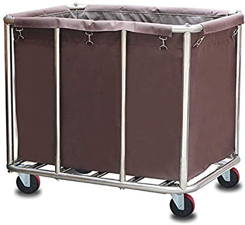 KUANDARMX Carro Comedor Carro Recolector De Lavandería con Ruedas Marrón con Bolsa Extraíble, Carro Clasificador De Ropa Comercial para Trabajo Pesado con Rueda, Brown1