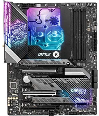 MSI MPG Z590 Carbon EK X Gaming Motherboard (ATX, 11th/10th Gen Intel Core, LGA 1200 Socket, SLI/CFX, DDR4, PCIe 4, M.2 Slots, USB 3.2 Gen 2, Wi-Fi 6E, Mystic Light RGB)