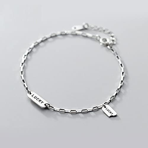Damen Armband,925 Sterling Silber Minimalistische Gravur Buchstabe Oval Charme Dünne Kette Mode Exquisite Armreif Einstellbar Bff Lucky Knöchel Armband Für Männer Frauen Ewigkeit Schmuck Geschenk