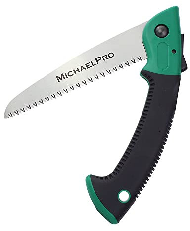 MichaelPro MP010024 - Sega a mano pieghevole, multiuso, lama robusta da 17,8 cm, con impugnatura antiscivolo, per potatura di alberi, campeggio, giardinaggio, caccia, taglio legno, PVC