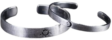 Damen Armband,925 Silber Armreif Vintage Paare Sonne Und Mond Geschnitzt Exquisite Einzigartiger Armreif Verstellbares Offenes Glücks-Amulett-Armband Für Männer Frauen Ewigkeit Schmuck Weihnachts
