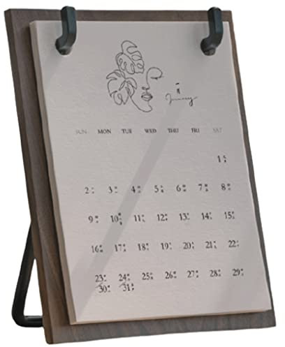 YMXWFC Tischkalender 2022 Industrieller Stil Schreibtisch Kalender 2022, Vintage Holz Stehender Flip Schreibtisch Kalender for Home Schule Büro Tisch Tischdekoration Rekordzeit (Color : Type-B)