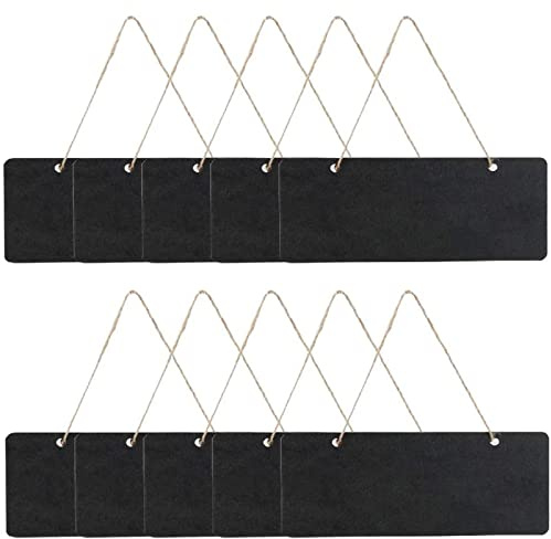 HOUSTA 10 Stück Mini Tafel Kleine Kreidetafel zum Aufhängen Kreidetafeln zum Beschriften Rechteckige 18 x 8 cm Kreidetafeln für Hochzeit, Küche Wand, Tischdekoration, Menü Zeichen