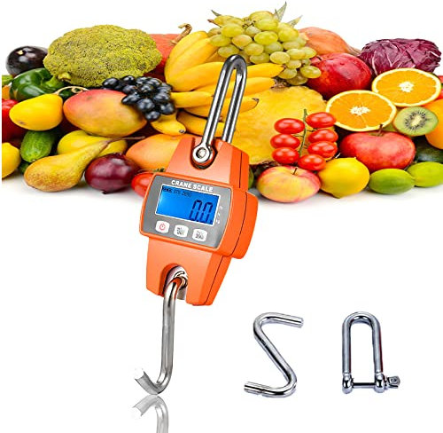 Digitale Hängewaage, LCD Kranwaage Elektronische Wildwaage 300Kg Crane Mini-Waage für Landwirtschaft Jagd Bogenzuggewicht Großer Fisch mit Drei Gewichtseinheiten KG/LB/N mit Batterie