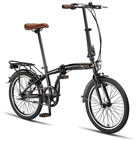 PACTO Eleven Klapprad 20 Zoll mit Schnelles Faltsystem (10 Sek), Stahlrahmen, Leichtgewicht (16KG), Shimano Nexus 3 Gänge, V-Bremse und LED-Licht