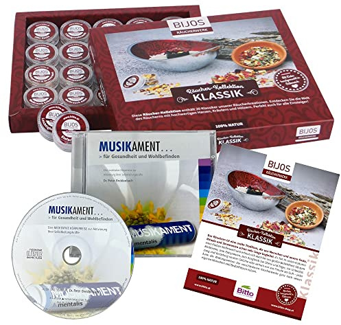 Bijos Räucherwerk Sortimentsbox Klassik mit 20 ausgewählten Räucherwerk und Entspannungsmusik CD Gesundheit/Wohlbefinden