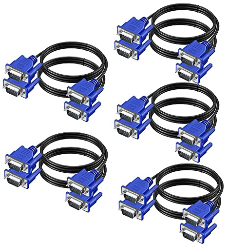 Cavo VGA a VGA, confezione da 10, cavo VGA da 3 ft, cavo VGA maschio a maschio 1080P Full HD ad alta risoluzione per monitor TV e proiettore, blu