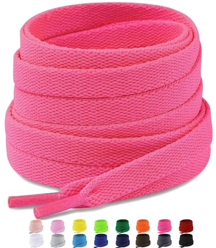 Puzeam 2 Paar Premium 8mm Flache Schnürsenkel für Sneakers, Turnschuhe | Reißfest Schuhbänder für Sportschuhe, Ersatz Schuhband