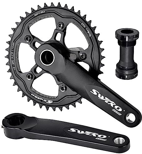 MIRODO 110BCD Rennrad-Kurbelgarnitur 170mm Hohl Integrierter Kurbelarm-Satz Fünf Klauenform 38–52 Zähne Einzelritzel Aluminiumlegierung for 8–12 Jahre (Color : Black, Size : 48T)