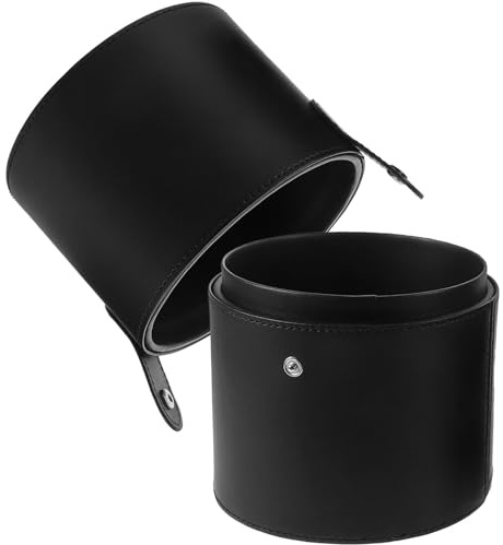 Beaupretty Makeup Brush Holder with Lid Portable Pu Leather Makeup Brush Storage Tube Travel Cosmetic Organizer Bucket 7.91X5.19X5.19 Inch