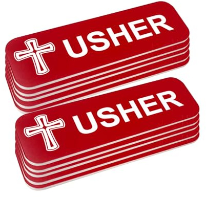 Usher Namensschild, 2,5 x 7,6 cm, Rot, Kreuz-Design, 10 Stück
