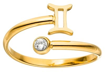 Purelei Sternzeichen Ring Zwilling (Gold) – Wasserfester Damenring aus langlebigem Edelstahl – Verstellbare Ringe von Größe 50 bis 60 – Modeschmuck für deinen individuellen Look