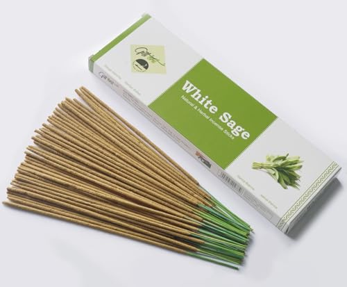 Giftbrit Weiße Salbei Natürliche & Kräuter Räucherstäbchen, 100 Stück mit 1 Räucherhalter, für Meditation, Yoga, Kirche, Entspannung, Heilung und Positivität