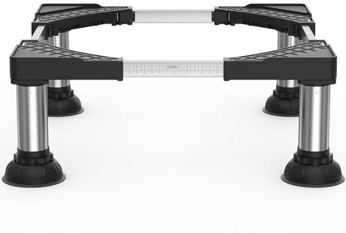 DEWEL Base pour machine à laver, base réglable pour machine à laver pour réfrigérateur, sèche-linge et congélateur, charge d'ours 300 kg, réglable 43-62 cm, 15-18 cm, noir