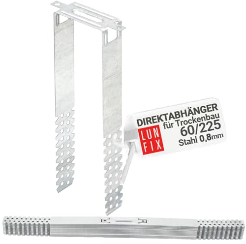 Direktabhänger 60/225 mm CD-Profile 60/27 Materialstärke 0,8 mm 100 Stk | Trockenbau, Deckenabhänger, U-Abhänger, Präzise Deckenprofil-Montage