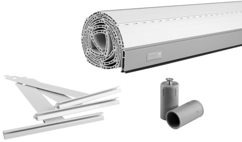 Schellenberg 39021 120 x 140 cm weiß, Rolladenpanzer Set PVC Maxi für 60 mm Stahlrohrwellen, Breite kürzbar, inkl. Rolladen Aufhängefeder, Alu-Endleiste, Rolladenstopper