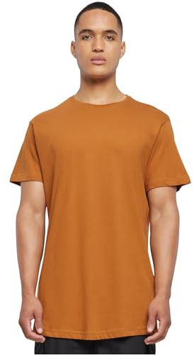 Urban Classics Men's T-Shirt Shaped Long Tee Cotton T-Shirt for Men, Longer Cut, Toffee, 5XL