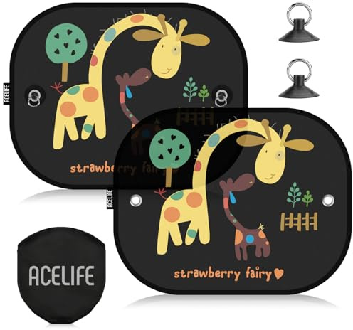 Sonnenschutz Auto Baby mit UV Schutz, Sonnenschutz Auto für Seitenfenster 45x35,5cm Autofenster Sonnenschutz Kinder Sonnenblende mit Saugnäpfen, Sonnenblende Auto mit Süßen Tier Motiven