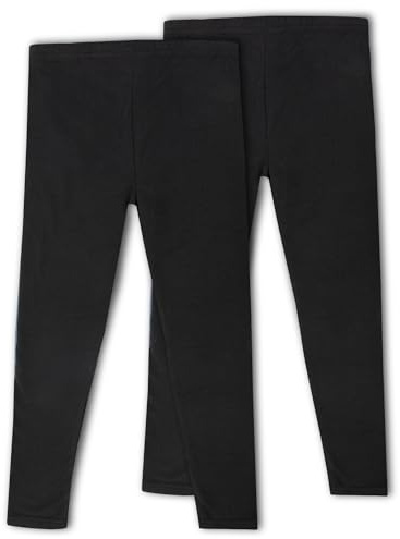 SES Barn leggings flickor 104/110-140/146, 2-pack av bomull/mjuka och bekväma leggings för flickor/flickor – perfekt för lek och vardags/snygga barnleggings, Svart/svart, 116-122