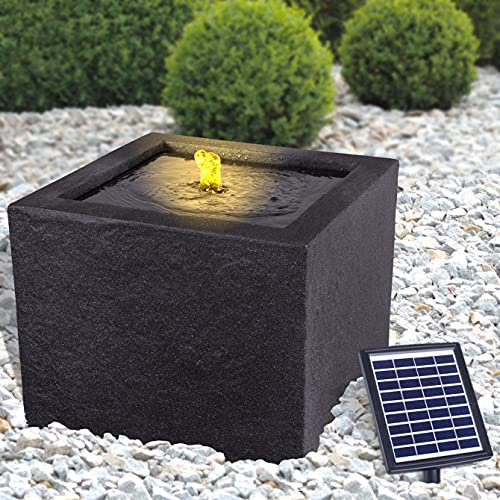 Fontana solare da giardino, fontana decorativa, cascata, luce da giardino, pompa per laghetto per terrazza, con funzione di avvio immediato della pompa con batteria agli ioni di litio e luce LED