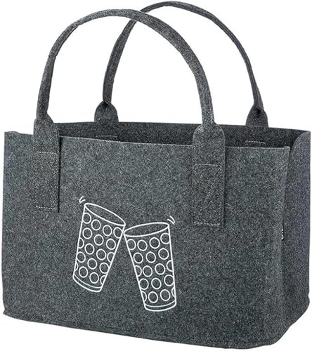 Dubbeglas Filztasche (bestickt mit 2 Dubbegläser) - Pfalz Einkaufstasche, Shoppingbag, Henkeltasche, Tasche, Filz Shopper