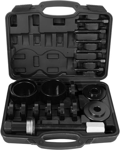 FreeTec 19 TLG. Radlager Werkzeug Set Radlagerwerkzeug Radnabe Abzieher Ausdrücker Montage Demontage Kompatibel mit VW für Audi für Opel für FIAT für BMW für Ford (Schwarz)