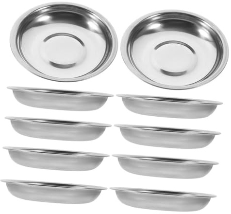 PAMINGONO 10er-set Gewürzschalen Untertassen Teller Edelstahl Saucenschalen Runde Dipping Saucenschalen Zum Dippen