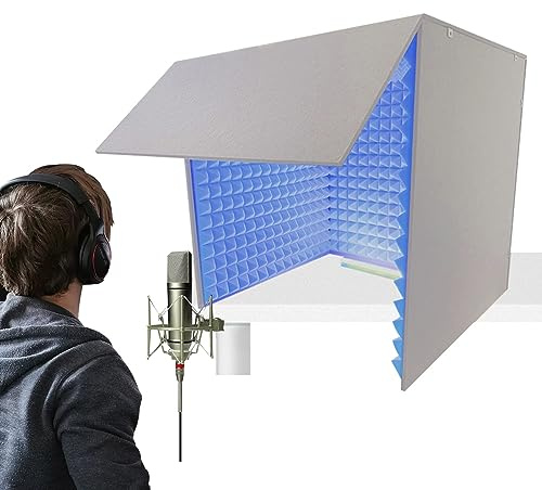 XNXYSMKJ Microphone Isolation Room Box, Desktop Soundproofing Enclosure, Simple Soundproofing Room for Home Studio (Blue)