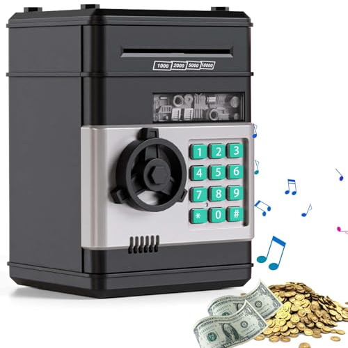 Hucha para niños, alcancía ATM huevo, hucha digital con contraseña, caja de ahorro de dinero con cerradura de código de contraseña y desplazamiento automático del dinero, alcancía ATM para niños