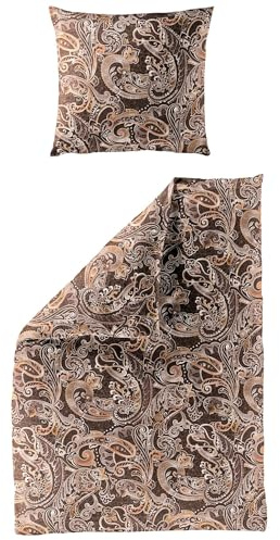JACK by Bierbaum Biber Bettwäsche 2 TLG. 135x200cm Paisley Ornamente Orient Braun Sand Champagner