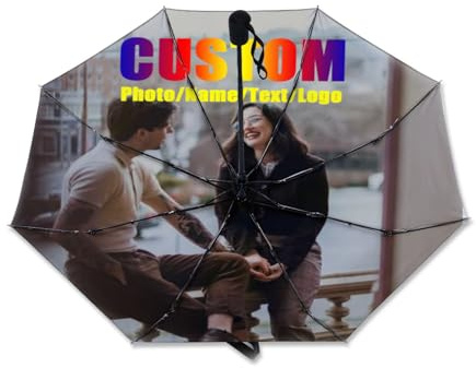 SJHAZSL Personalisierte Regenschirme, Design Personalisiert Foto/Text Regenschirm, Faltbare Regenschirme, für Reisen im Regen, UV-geschützt, Outdoor Sun&Rain für Regen/Sonne, Reisen, Geschenk