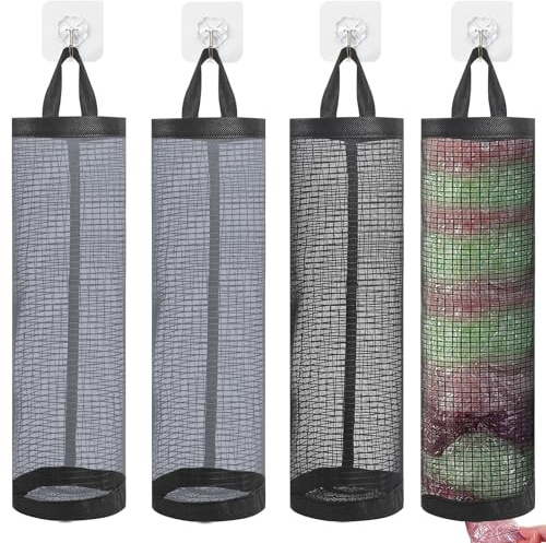 GOTDYBST 4 Pcs Carrier Bag Storage, with 4 Hooks, Suitable for Home Kitchen
