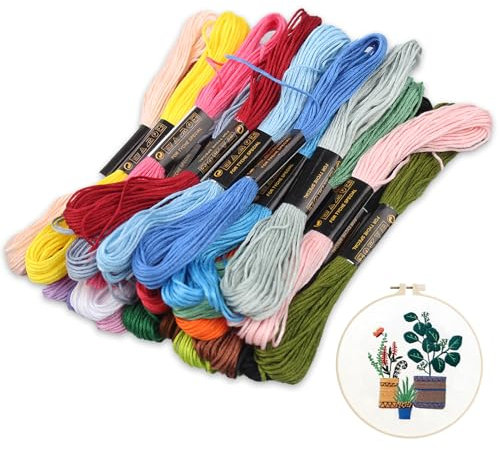 24 Farben je 8 Meter,Multifarben Embroidery Floss,Stickgarn Set,Stickgarn Baumwolle,Embroidery Sticktwist Weicher, für Knüpfen,Basteln, Häkeln,Armbandfaden, Kreuzstichfaden
