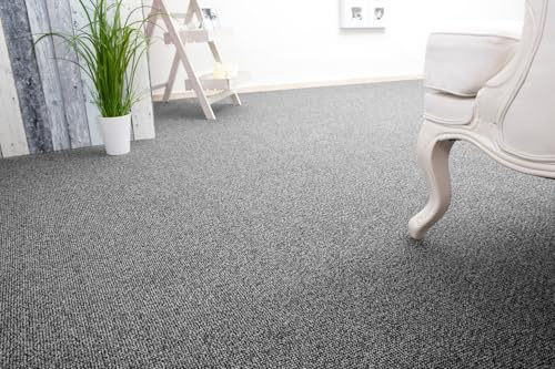 andiamo Auslegware Teppichboden Meterware Carlos - Teppichboden Auslegware & Teppich Meterware - Auslegware Teppich Meterware 4m & 5m breit - pflegeleichter Bodenbelag Grau - 400 x 500 cm