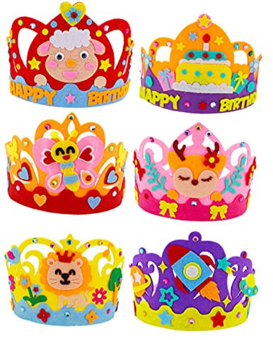 ifundom 6er-pack Geburtstagskronenhüte Für Jungen Und Mädchen Party-kopfbedeckungs-set Geburtstagsaccessoires Für Jungen Und Mädchen Zufälliger Stil