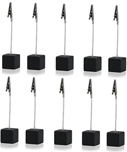 TEHAUX 10stücke Teiliges Memohalter Schwarz Edelstahl Würfelbasis Mit Clip Praktischer Zettelhalter Für Büro Und Zuhause Kompakte Vielseitiger Schreibtisch Organizer
