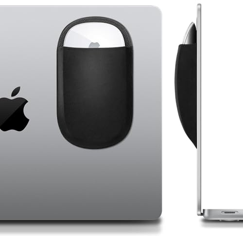 Lacdo Universell Klistermusväska, Smal Mushållare, Fodral för Magic Mouse 1 2, med återanvändbart lim, Kompatkt Elastisk Påse/Bärsleev, Kompatibel med iPad MacBook, Svart