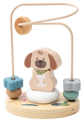 Sterntaler Motorikschleife Hund Lucky - Fördert Geschicklichkeit, Hand-Augen-Koordination und Farberkennung - Aus FSC® 100%-zertifiziertem Holz - Nachhaltiges Baby- und Kleinkindspielzeug