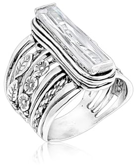 JEAN RACHEL JEWELRY Bague en argent sterling 925 avec zircone cubique florale pour femme – Bague d'inspiration vintage – Hypoallergénique, sans plomb et sans nickel – Design artisanal bohème