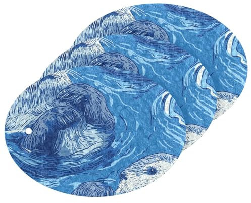 Esponjas y estropajos absorbentes de dibujos animados de nutria azul multiusos para uso doméstico, resistentes a manchas y olores (3 unidades)