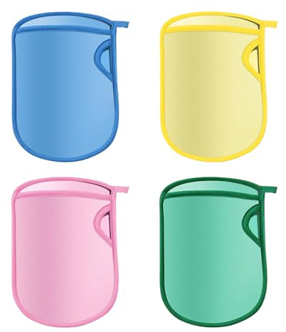 Gants de douche | 4 gants de gommage pour douche | Gants réutilisables à séchage rapide de qualité spa doux massage à sec pour nettoyage de la peau sensible voyage garçon fille enfant