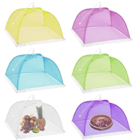 WeddHuis 6 Essen Abdeckung Staubschutz, Pop-up Sonnenschirm Netz Zelt, bietet Schutz für draußen, Camping, Picknicks, Grillen, faltbar und wiederverwendbar (32X32cm)