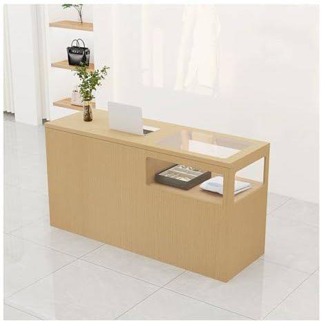 Moderne Empfangstheke mit Display aus gehärtetem Glas - Retro Design für Einzelhandel