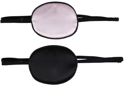 GOOHOCHY 2 Stück Seiden Augenpflaster und Bequeme Augenmaske Elastische Verstellbare Piraten Stil Augenabdeckung für Erwachsene bei Amblyopie Schielen und Faulauge Training