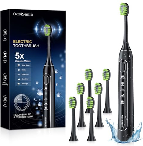 Electric Toothbrush, Sonic Electric Toothbrush for Adults with 6 Brush Heads, 100 Days of Use with 3-Hour Fast Charge, Rechargeable Toothbrush with 5 Modes, 2 Minute Timer, 42000 VPM & IPX7