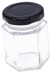 Didiseaon Bocal Verre Hexagonal Transparent pour Miel Pot de Rangement Cuisine et Maison Bocal Vide pour Céréales Sucre Épices Noix Stockage Pratique